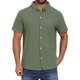 thumbnail image 1 of INSPIRE CHIC Camisas de Regreso a Clases para Hombre Cuello de Punta Manga Corta Botón Abajo Camisas Casuales de Rayas de Lino con Bolsillos XL Verde Oliva, 1 of 6