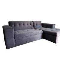 Diseños Valestrini - Sofa Seccional Felpa Gris Oscuro Divan Derecho