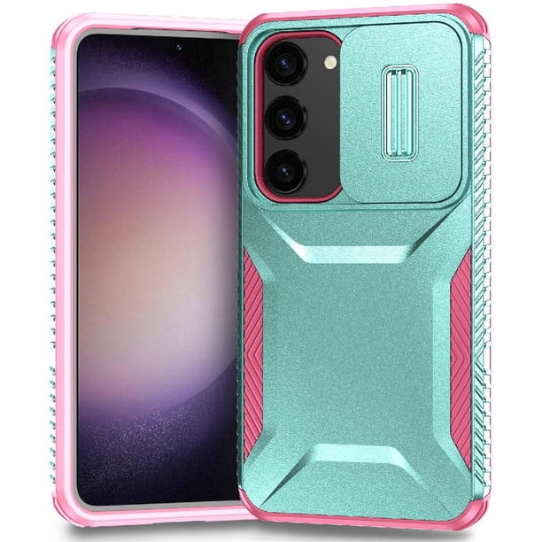 Funda Resistente para Samsung Galaxy S23 FE con Tapa Deslizante y Protección Militar Verde