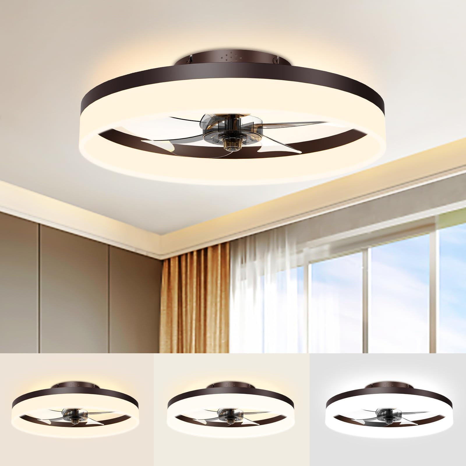 Ventilador De Techo Volisun De 50 Cm Sin Aspas Con Luz Led Y Control Remoto