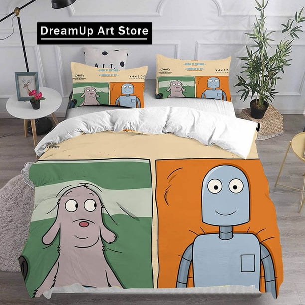 Robot Dreams Bedding Set Boys Girls Duvet Cover Pillowcase Bed Adult Bedroom