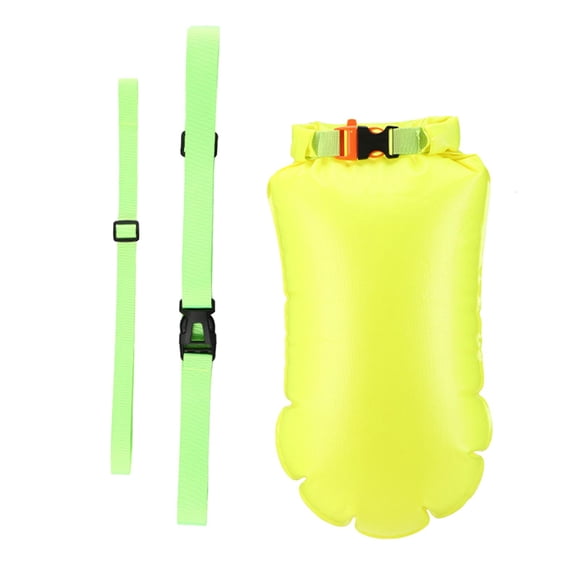Boya de natación de seguridad Flotador de natación en aguas abiertas Bolsa impermeable Cinturón de cintura ajustable ultraligero Entrenamiento de nata Verde 45cmx28cm
