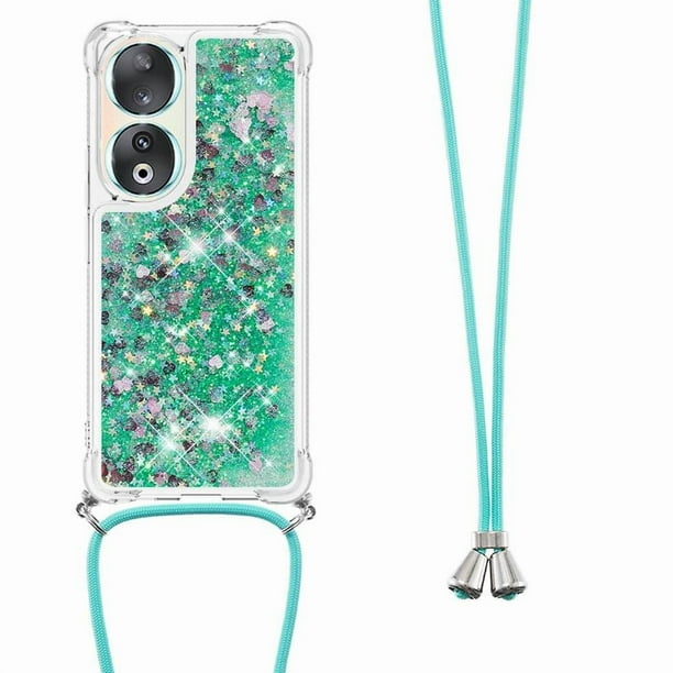 Funda FOXDOCK para Honor 90 con Cuerda Ajustable, Brillo Líquido, Protección Antigolpes y Lente – Ideal para Regalo