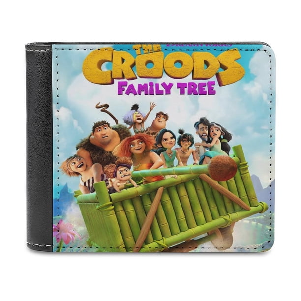 El Árbol Familiar de los Croods Cartera de Cuero PU para Hombres, Tarjetero Bifold Delgado, Cartera Minimalista de Cuero Sintético Suave