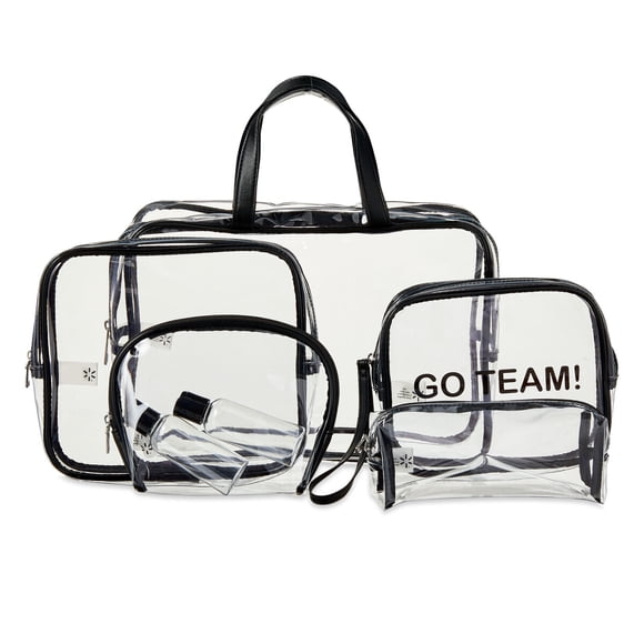 Neceser PVC Set Walmart 7 piezas Transparente Negro 12 x 4 x 9 pulgadas