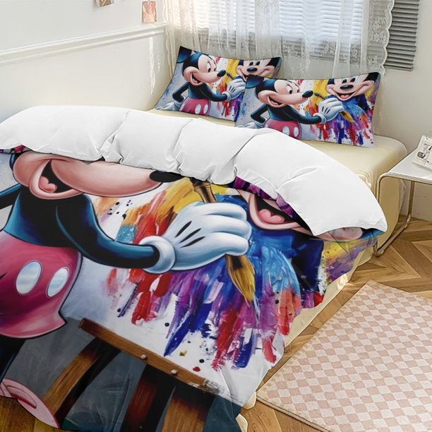 Mickey MouseCartoon Collection 3-Piece Comforter Set, Personalized Bedding Decor for Kids And Teens Bed Sheets