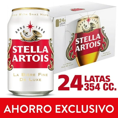 Cerveza Stella Artois Lager 4.8° Pack 24 Lata