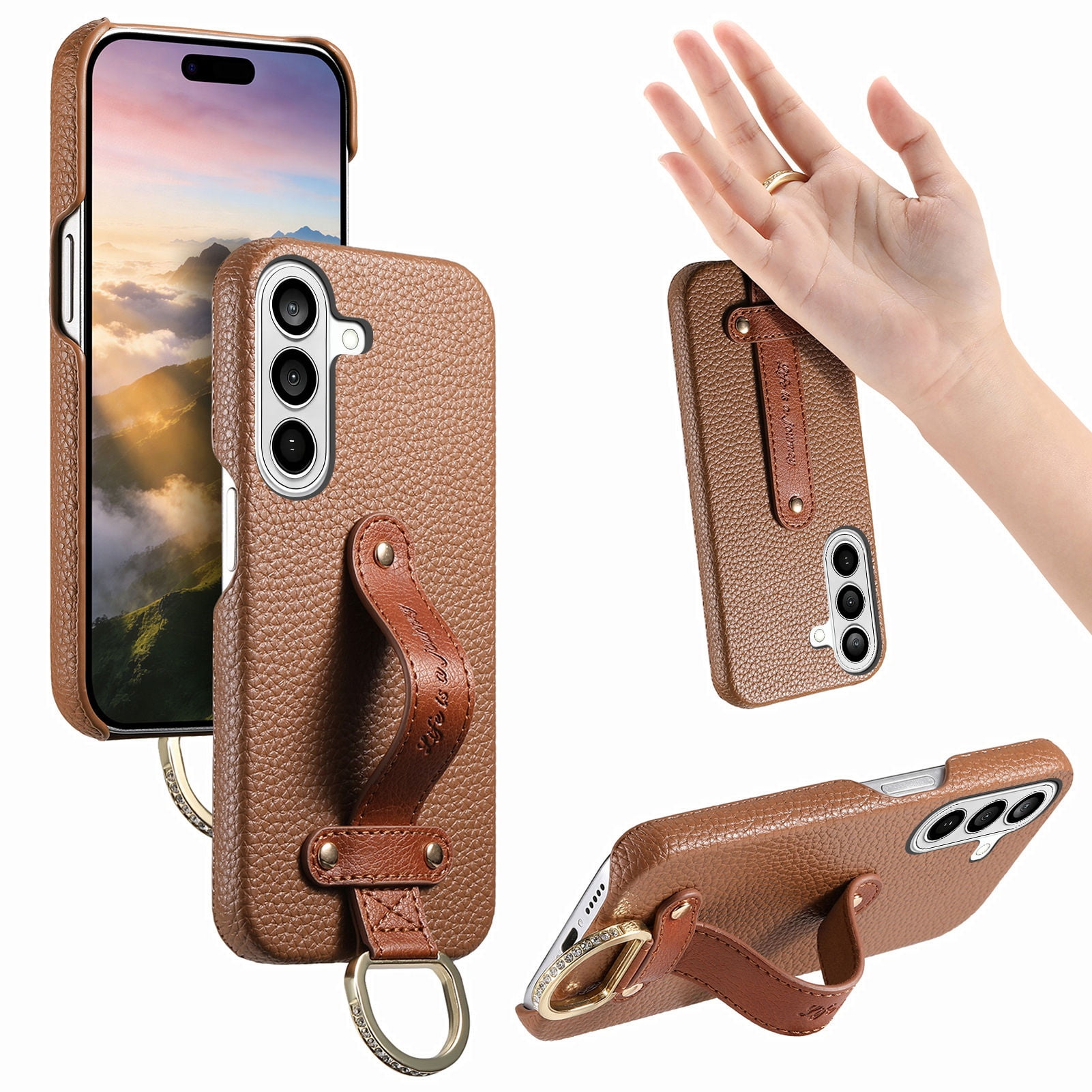 Funda Foxdock Para Samsung Galaxy S26 Con Soporte Ajustable, Anillo De Anclaje Y Protección Avanzada-marrón