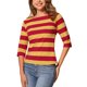 thumbnail image 4 of INSPIRE CHIC Camisetas a Rayas de Regreso a Clases para Mujer Ajuste Ceñido Mangas al Codo Cuello de Barco Talla XS 1, 4 of 6