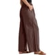 thumbnail image 4 of INSPIRE CHIC Pantalones Casuales de Mujer con Cordón a Rayas, Pierna Ancha, Cintura Alta, Algodón Suelto, Marrón Talla L, 4 of 6