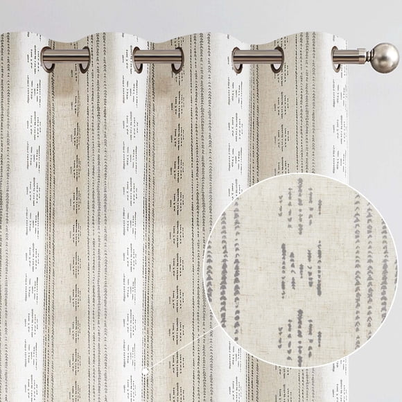 Cortinas Jinchan Boho Grey Farmhouse, 214 cm de longitud, 2 paneles