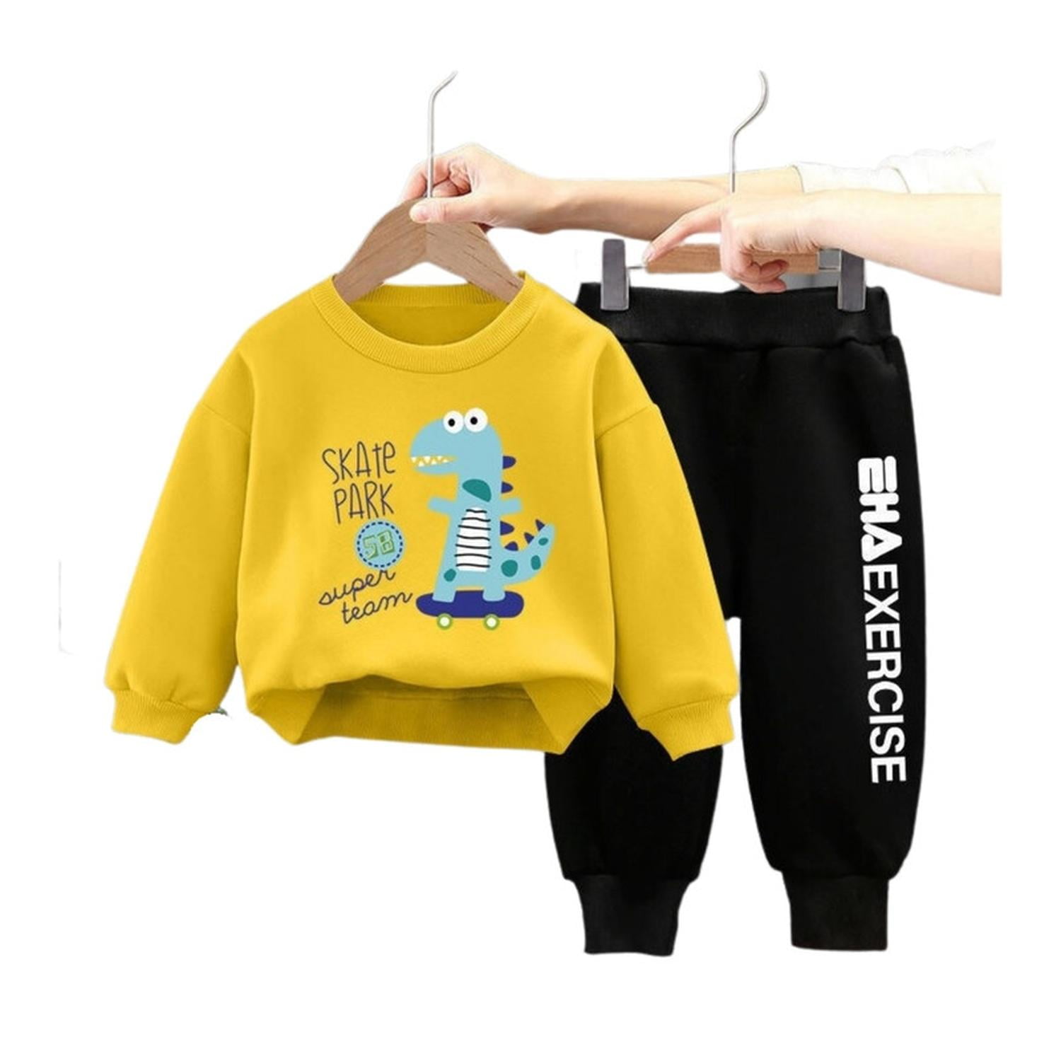 Kivara - Buzo Niño Infantil Algodon 2 Piezas Poleron Dino Skate Amarillo 36