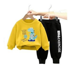 Kivara - Buzo Niño Infantil Algodon 2 Piezas Poleron Dino Skate Amarillo 24
