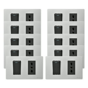 Want - Pack 10 Interruptor 1 912 16A Y Tomacorriente 1 16A - Gris Negro