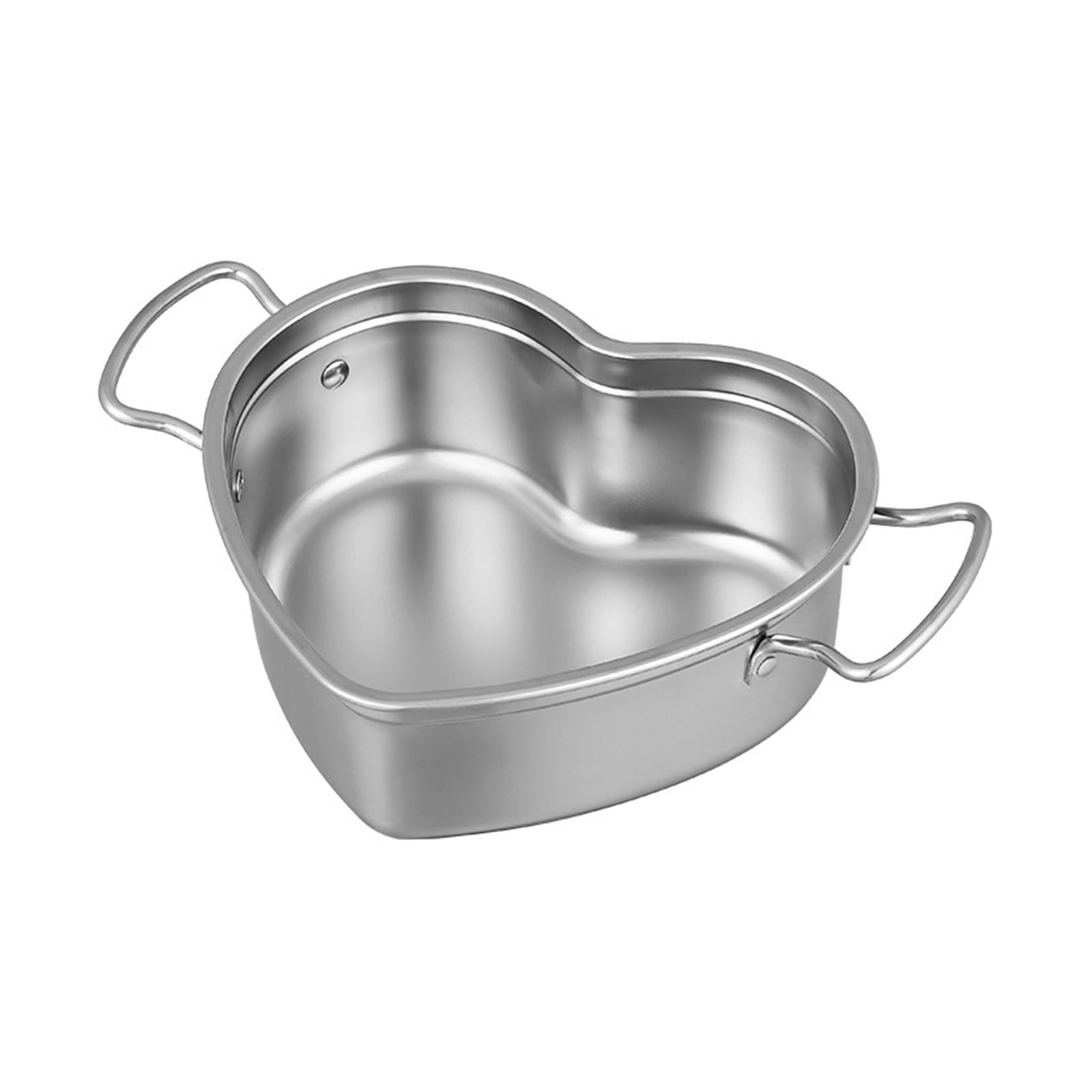 Magideal - Cacerola Para , Cacerola Calefactora En Forma De Corazón, Fácil De Limpiar, Olla Para Sopa Multifuncional, Olla Para Cocina, Sopa De Queso Casera Plata