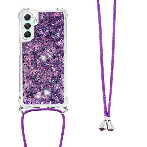 Funda FOXDOCK para Samsung Galaxy A25 5G con Cuerda Ajustable, Brillo Líquido, Protección Antigolpes y Lente – Ideal para Regalo