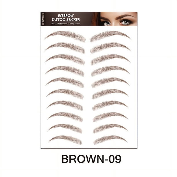 1 sheet Long-Lasting 6D Hair-Like Eyebrow Tattoo Stickers - Waterproof Black and Brown Eyebrow Makeup Stickers
