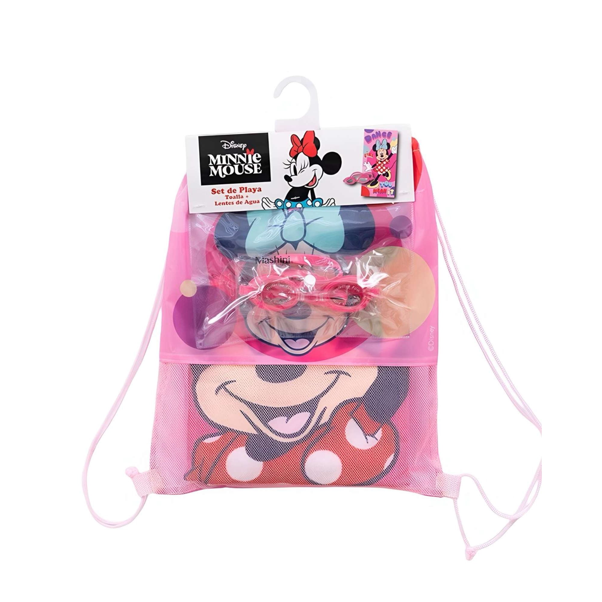 Mashini - Toalla Niño Niña Con Lentes De Agua Y Bolso Minie