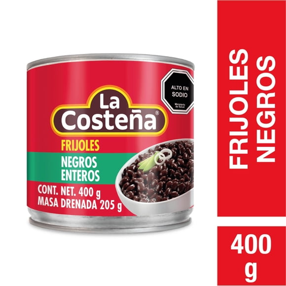 Frijoles Negros Enteritos, Drenado 205 g - Neto 400 g