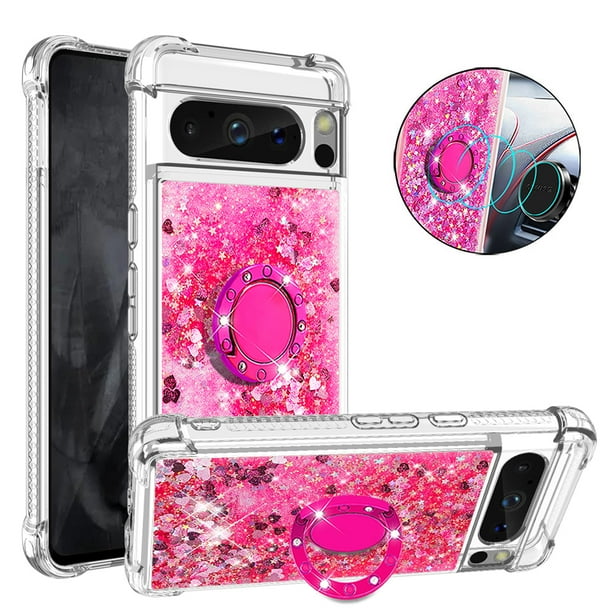 Funda Para Google Pixel 8 Pro Con Brillo Líquido, Protección Completa Y Soporte De Anillo Giratorio