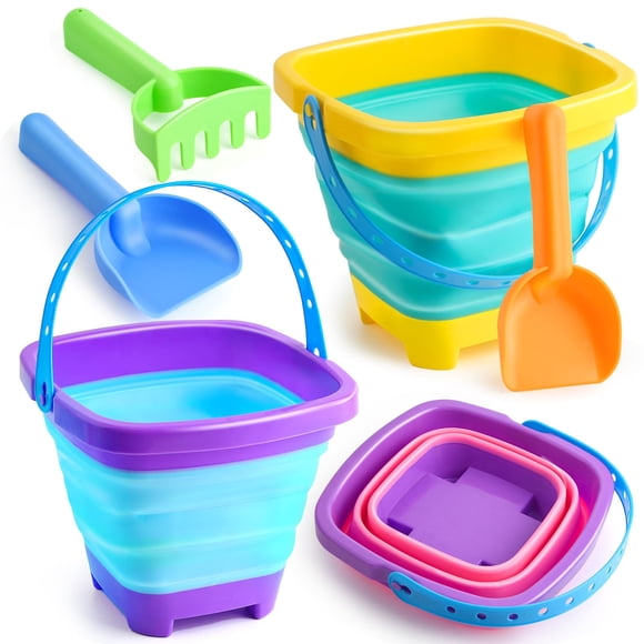Set de Juguetes de Playa EZIYIN con 6 Cubos Plegables y Palas