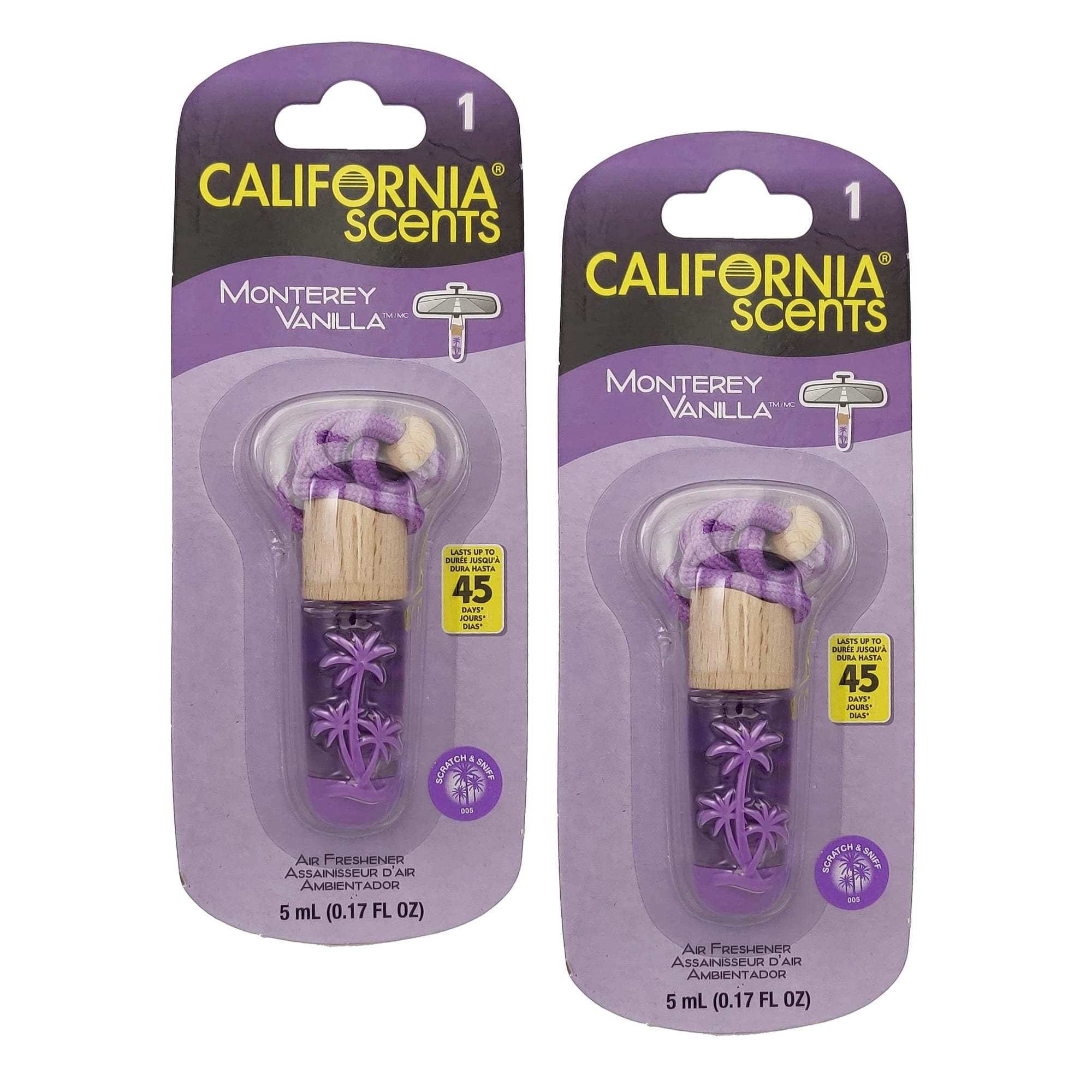 Collar Colgante Air Freshener California Scents En Forma De Vial, Paquete De 2
