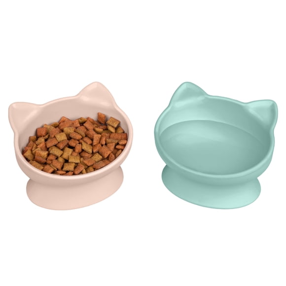 Cat Bowls Kitty City con orejas de gato levantadas, paquete de 2, 200 ml (pastel)