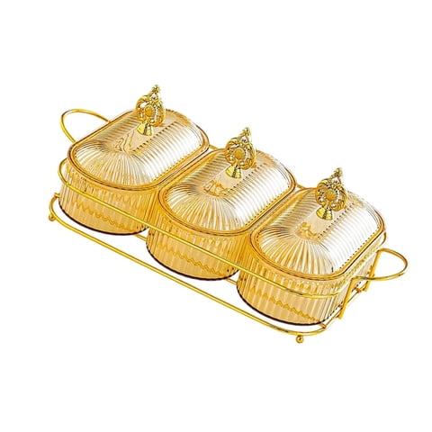 Bothyi - Bandeja Nórdica De Frutos Secos Con Divisiones Para Servir En El Comedor, Fiestas, Bodas, Color Dorado, Grande