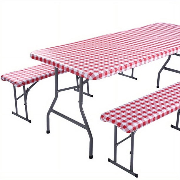 Protect Your Patio and Picnic Tables with our 3-Piece PVC Flannel Stretch Table Cover - Waterproof, Dust-proof, and Stylishly Printed!
