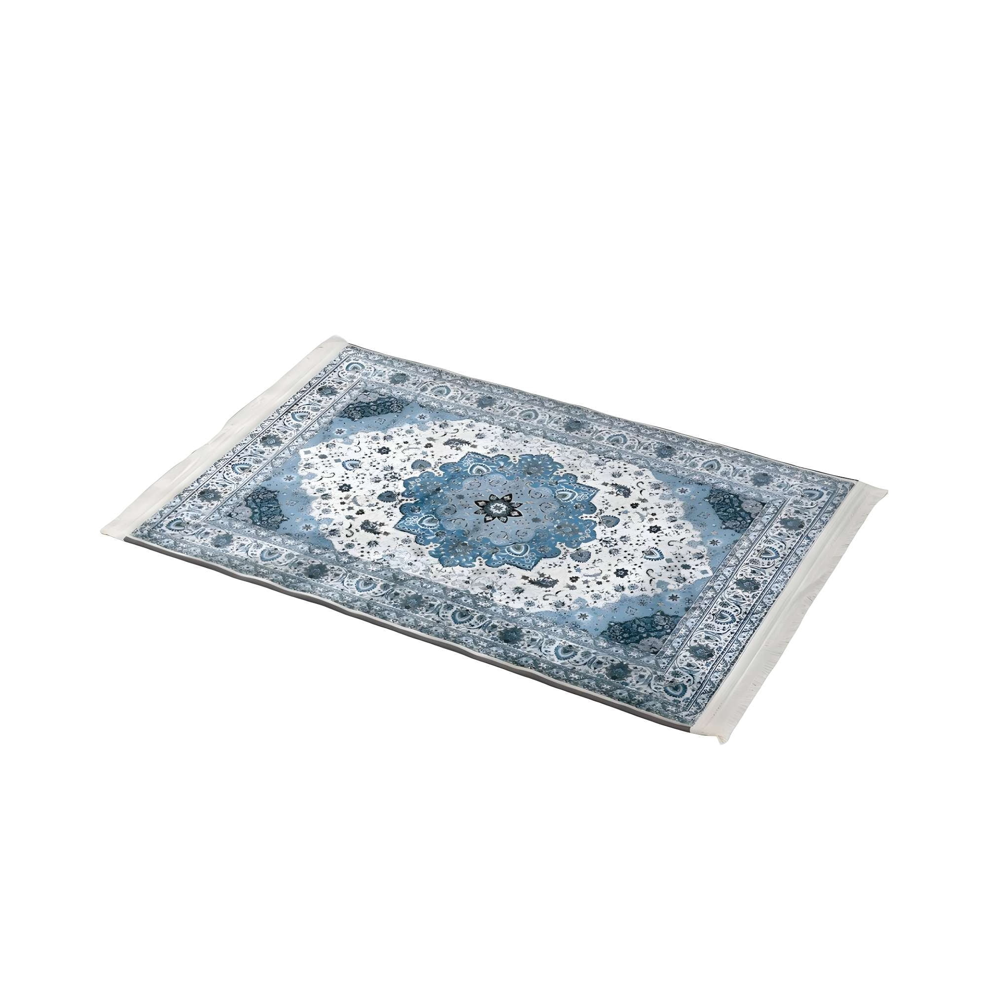 Genérico - Alfombra Decorativa Con Flequillos 80x120 Celeste