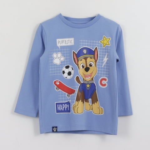 Polera Manga Larga Niño Happy Chase Azul Paw Patrol