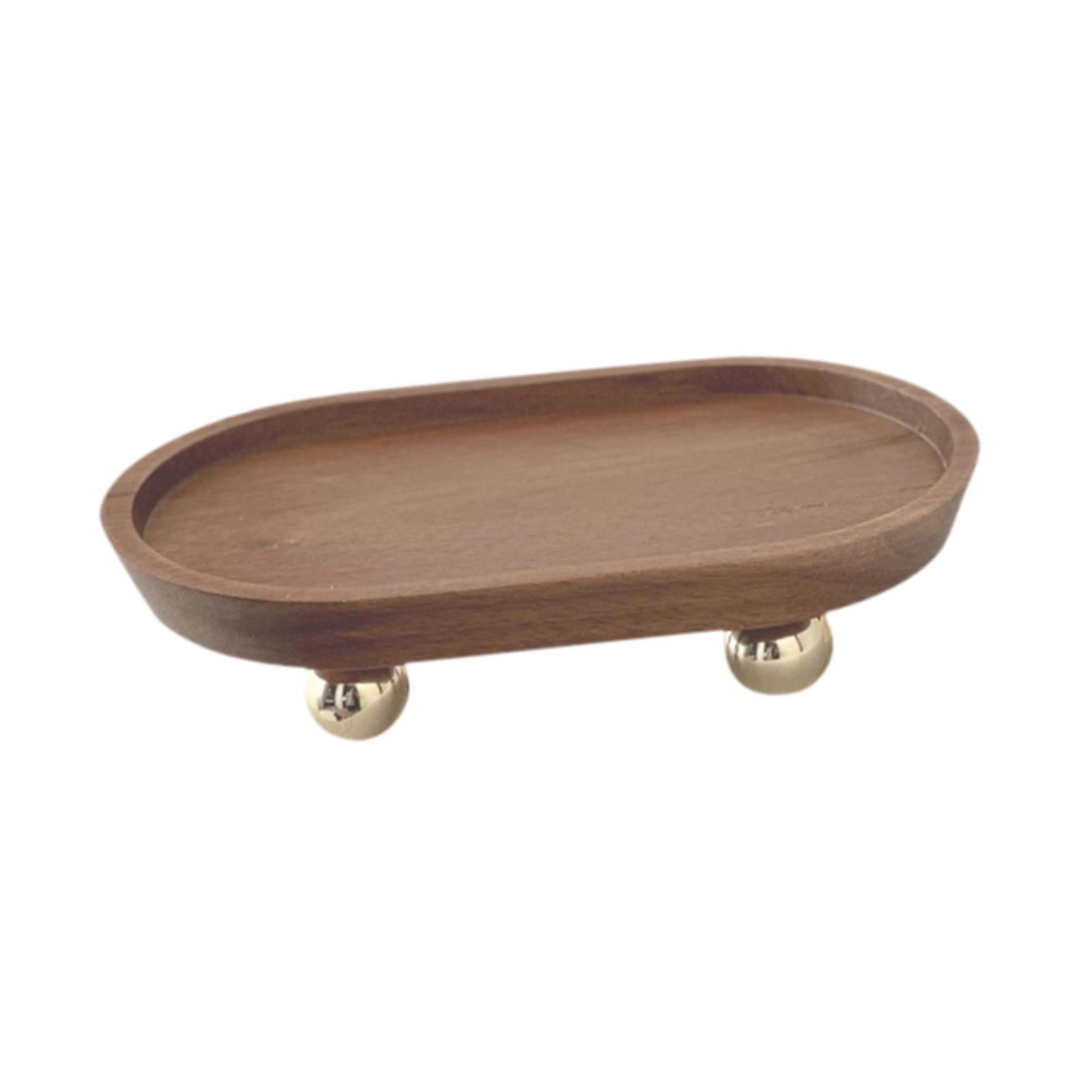 Ioensy - Bandeja Organizadora De Madera Para Servir, Pedestal De Madera Para Tocador De Mostrador, Fruta, 12 X 20 X 5 Cm, Color Marrón
