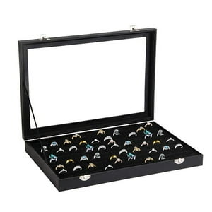 Impormapu - Caja Presentación Para Exhibir Anillos Y Joyas Elegante Terciopelo Y Cristal