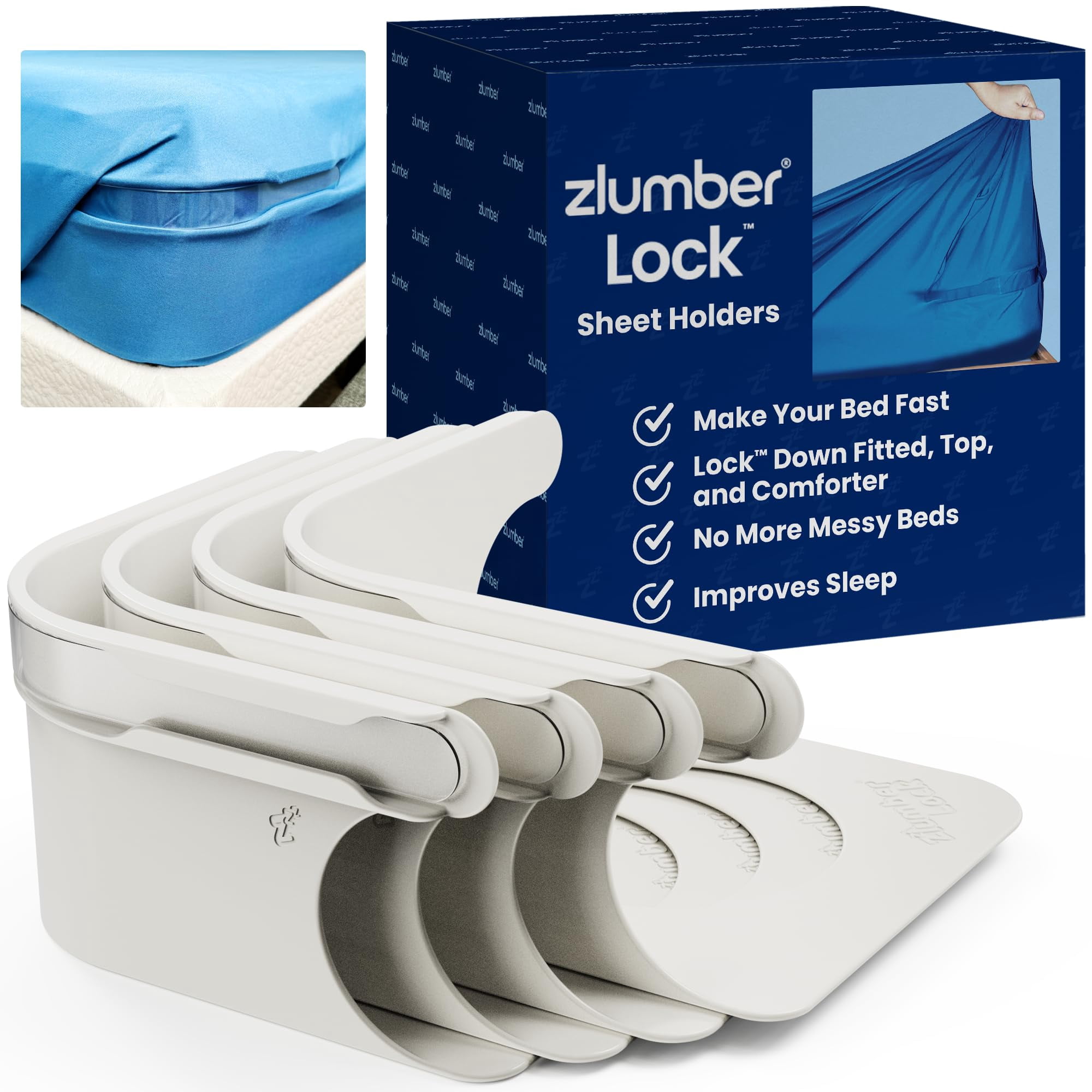 Soporte Para Sábanas Zlumberlock Secure Con Correas De Colchón, Ajuste Universal