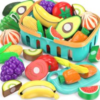 Juguetes De Comida Cutting Play Moeaws Con Cesta De Compras Para Niños
