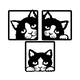 thumbnail image 1 of Tríptico Gatos Curiosos MDF Negro 3 Cuadros 29x29 Decoración Moderna, 1 of 2