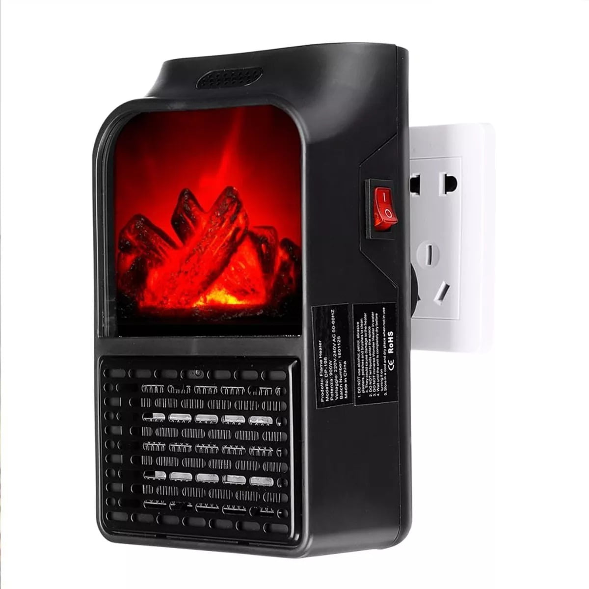 Genérico - Calentador Eléctrico Flame Heater 1000w Estufa De Pared Color Negro