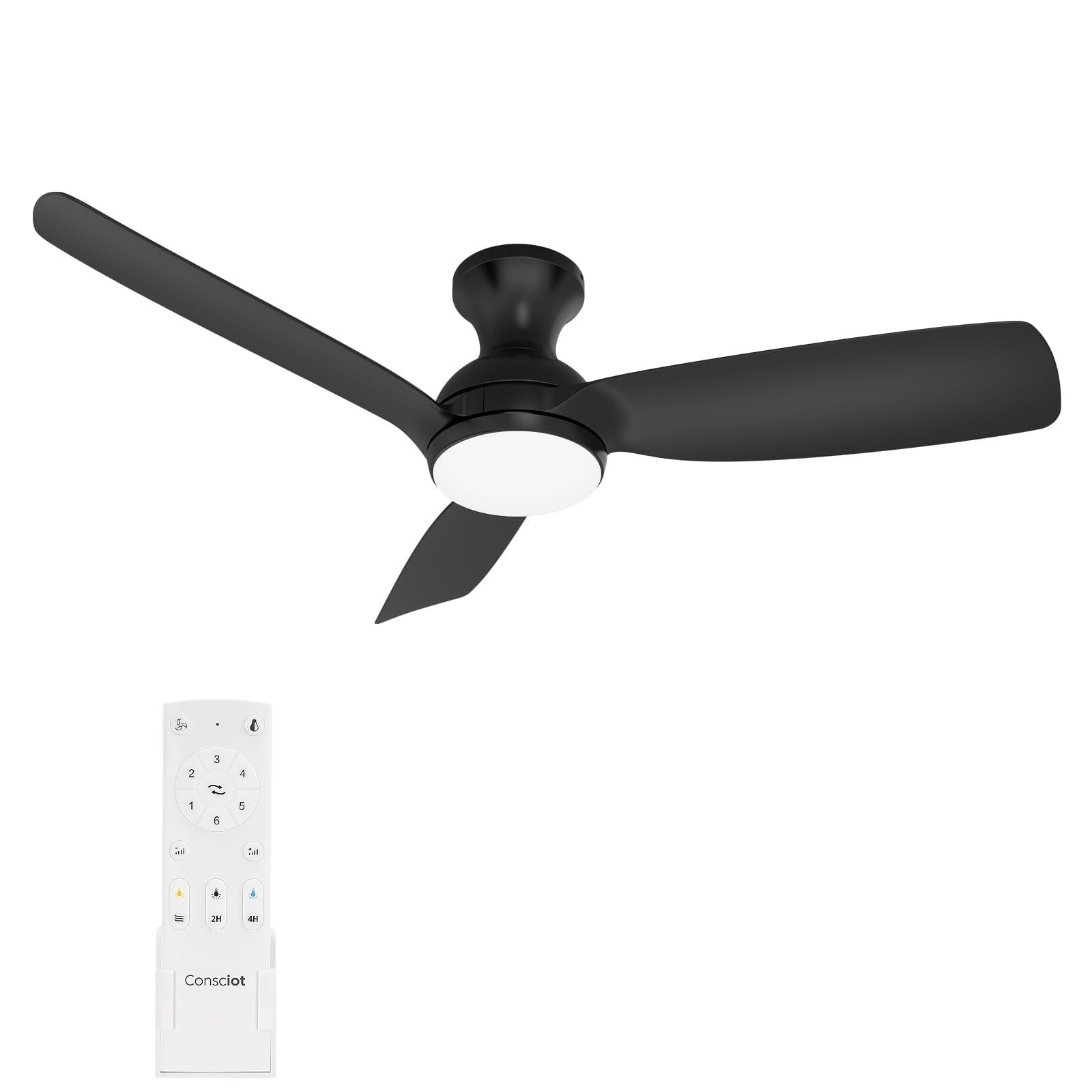 Ventilador De Techo Consciot Bajo Perfil 44" Con Luz Y Control Remoto De 6 Velocidades