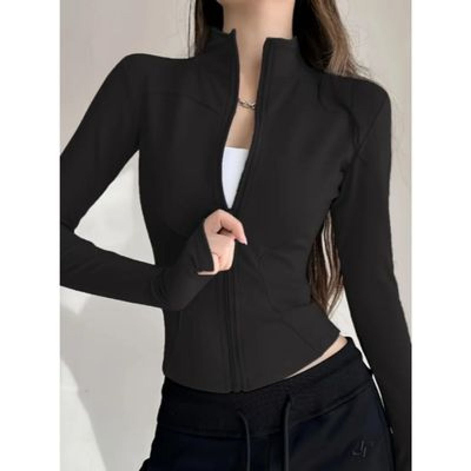 Likeshop - Poleron Deportivo Mujer Ajustado Elasticado Cierre 9014