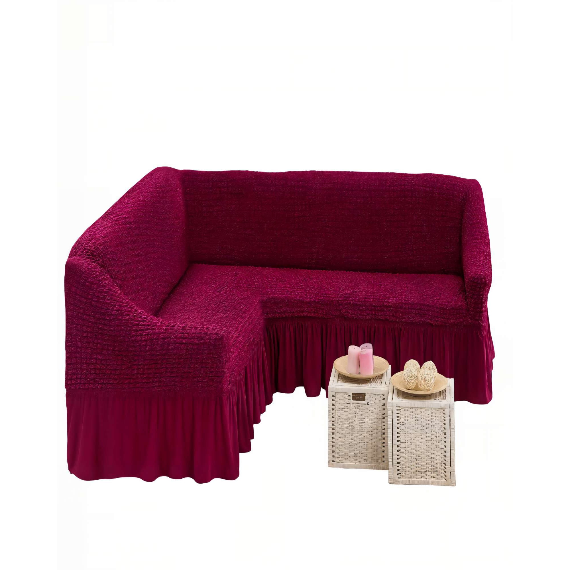 Genérico - Funda De Sofá Turco En Forma De L Color Burdeo