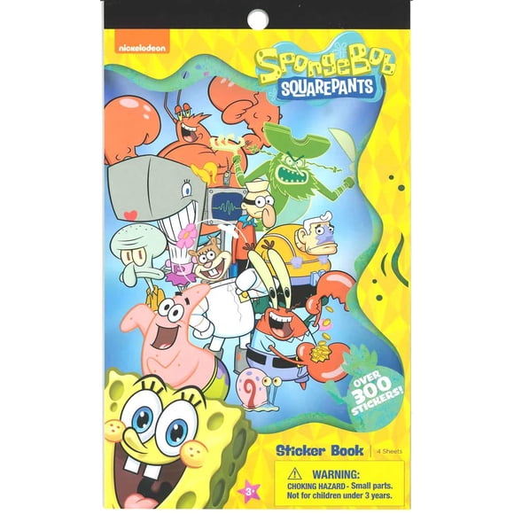 Bloc de pegatinas United Pacific Designs Sponge Bob, 4 hojas, más de 200