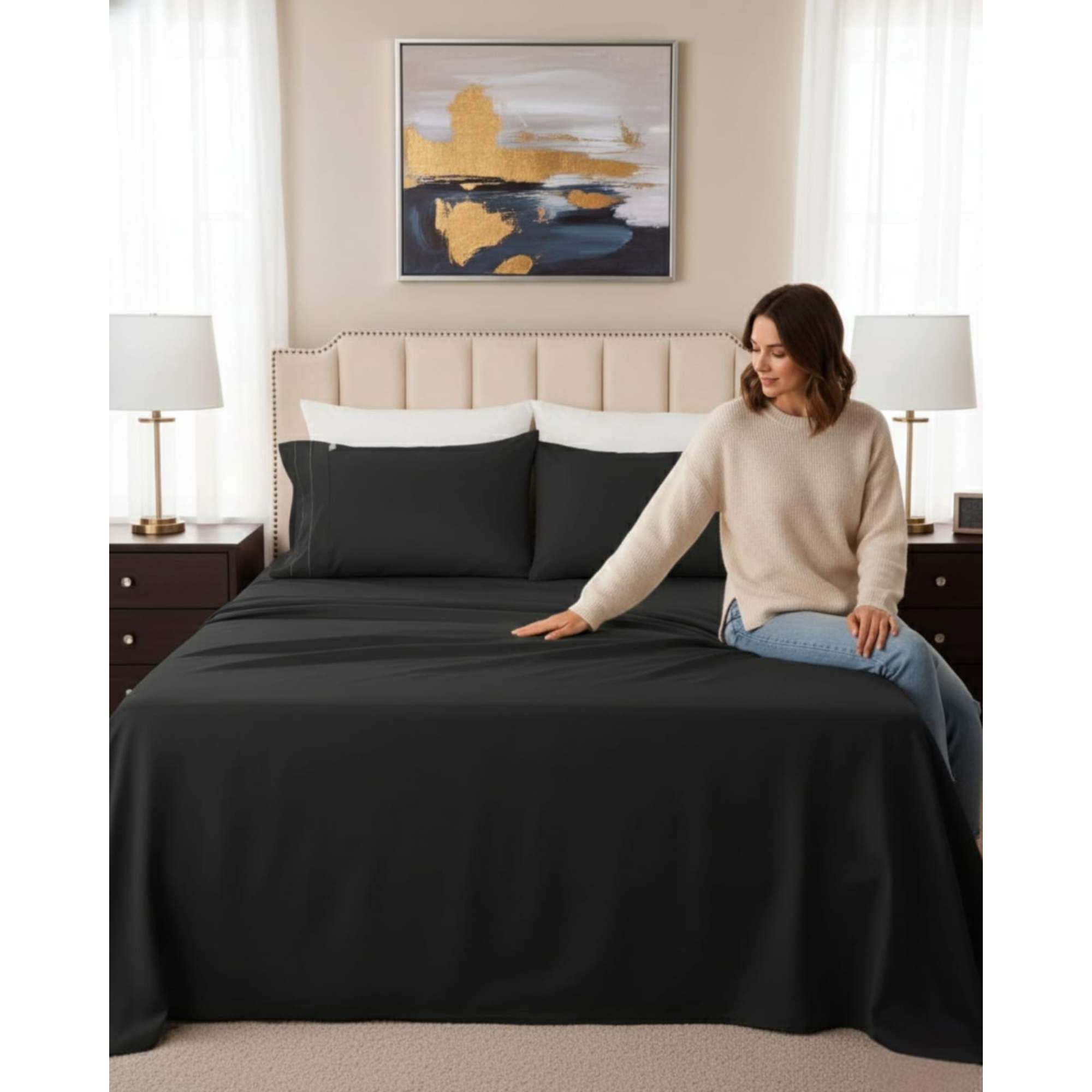 Myl Todo Hogar - Sábanas 2 Plazas 500 Hilos Diseño Liso Ajuste Perfecto