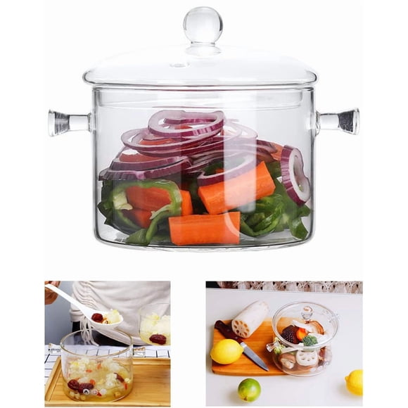 Olla de vidrio Cangfort de borosilicato resistente al calor de 1,5 L