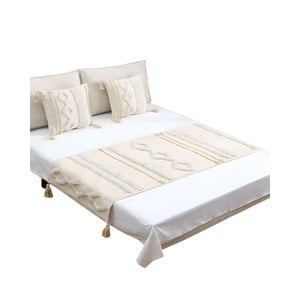 Genérico - Piecera Bordada Con Dos Fundas Modelo Boho Beige 06