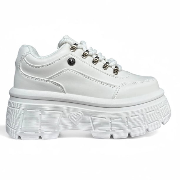 Zapatilla Blanco Mujer Plataforma Ecocuero Berlín 291-5