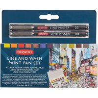 Set De Acuarelas Derwent 12 Colores + 2 Tiralíneas