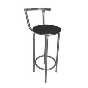 Incatex - Taburete Con Respaldo Negro Estructura Metalizada 35X35X100 Cm