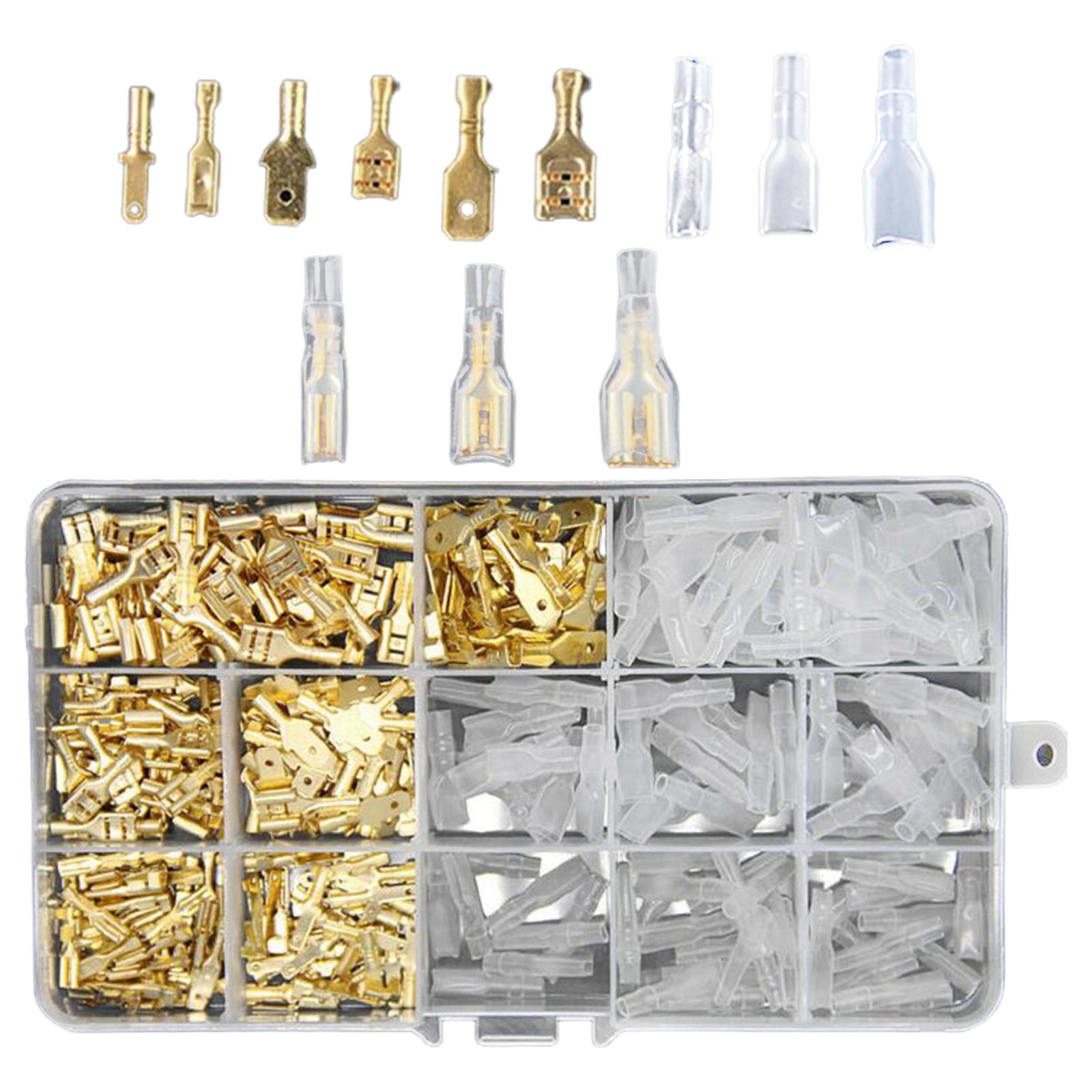 Ioensy - 315 Uds. Conector De Cable 2,8Mm 4,8Mm 6,3Mm Kit Surtido De Terminales De Crimpado Latón Dorado