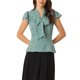 thumbnail image 1 of INSPIRE CHIC Blusa de Mujer para Regreso a Clases con Lunares, Lazo en el Cuello, Mangas con Volantes, Top para el Trabajo, Talla S, Verde Claro, 1 of 6