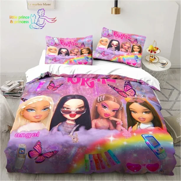 Cartoon Bratz Doll Bedding Set Bed Set Adult Kid Girls Bedroom Bedding Gift Bed Sheets